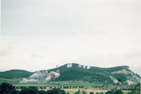 Blasting of the entrances to the tunnel in the Kohnstein by the Soviet military authorities