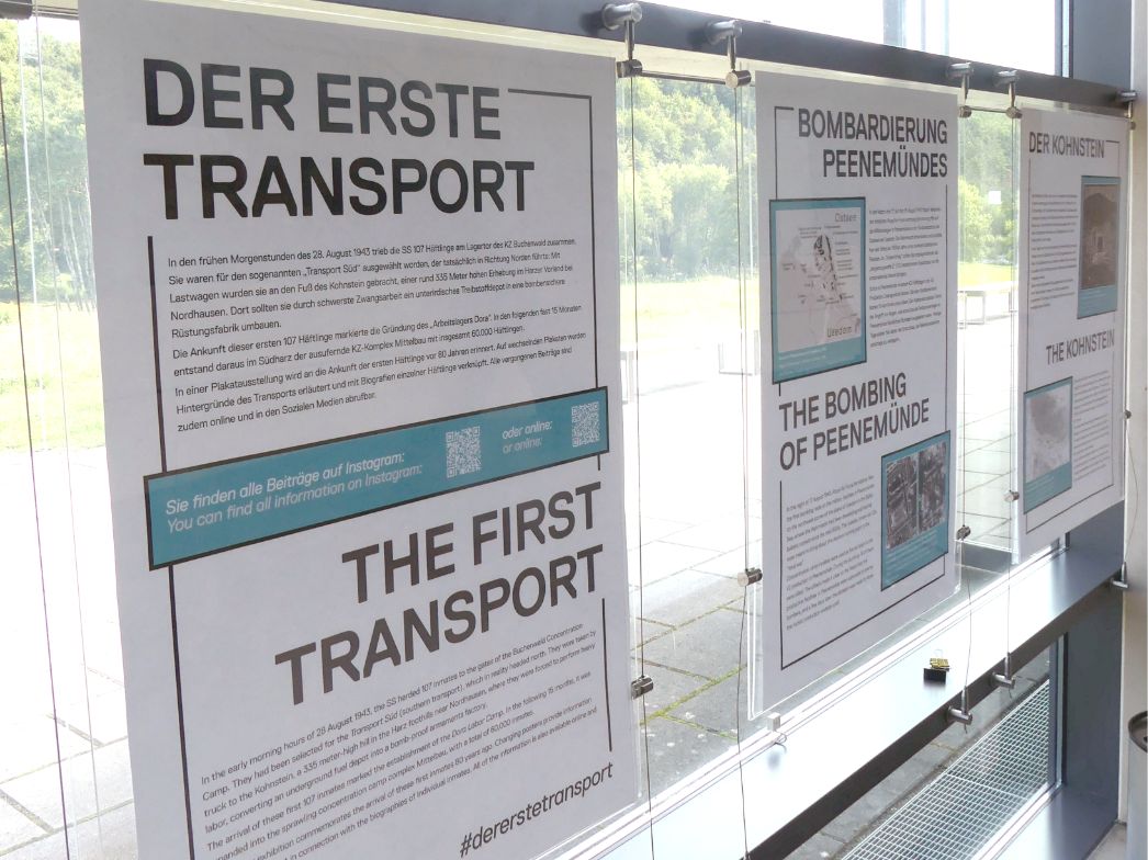 The exhibition "The First Transport" in the foyer of the Mittelbau-Dora Concentration Camp Memorial