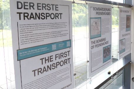 The exhibition "The First Transport" in the foyer of the Mittelbau-Dora Concentration Camp Memorial