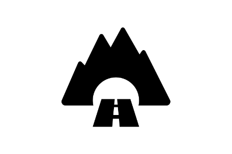 Piktogramm eines Bergs mit Stollen-Eingang.